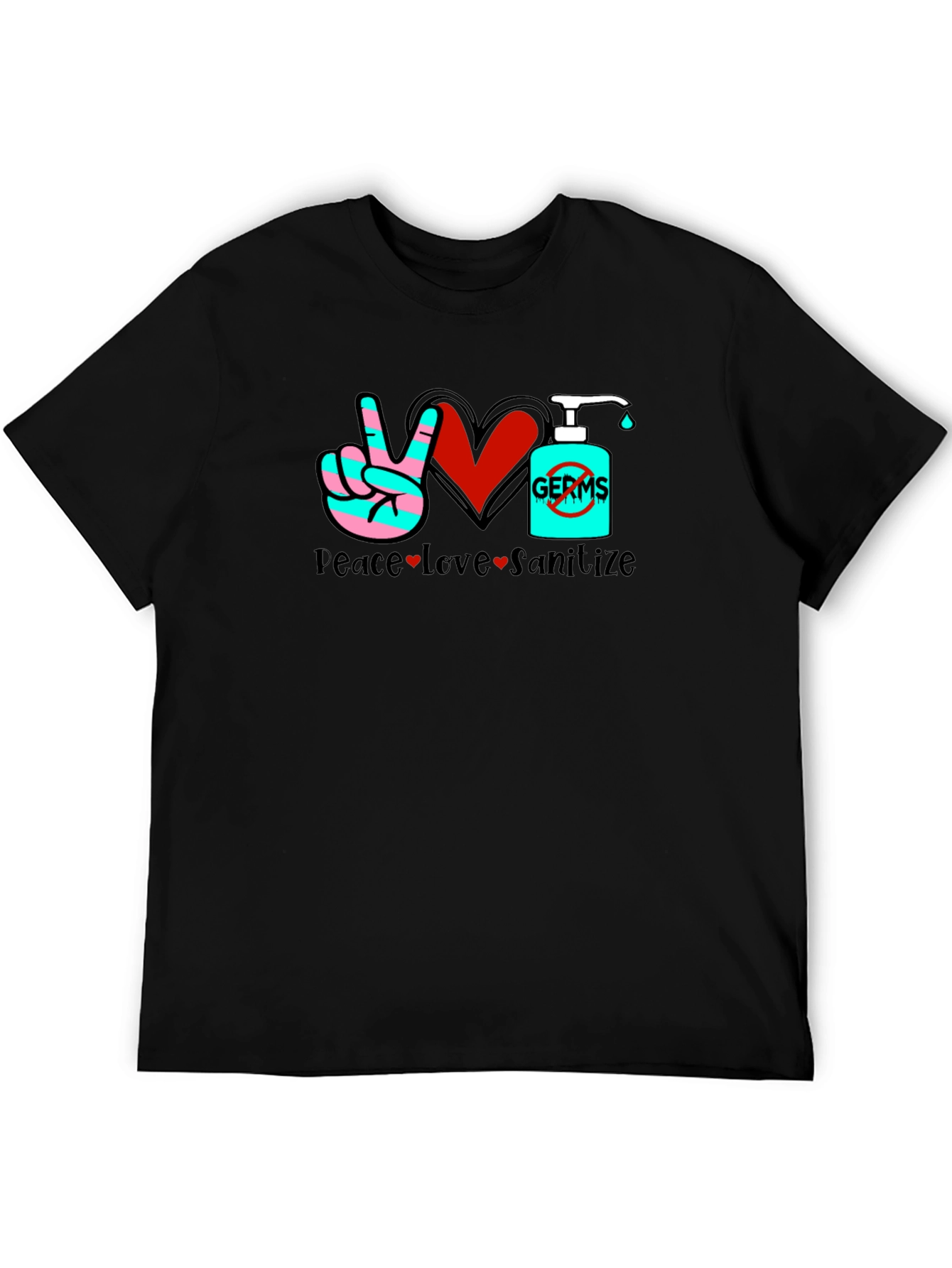 Peace Love Sanitize Black T-Shirt