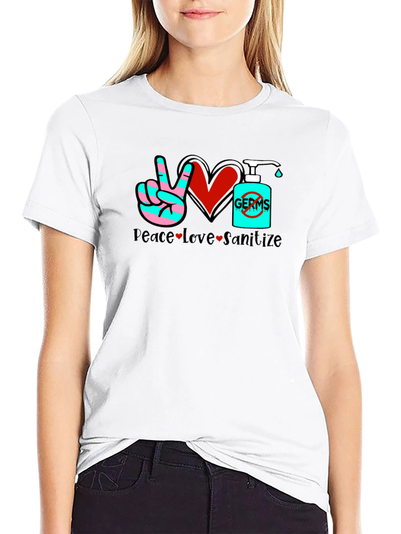 Peace Love Sanitize Black T-Shirt
