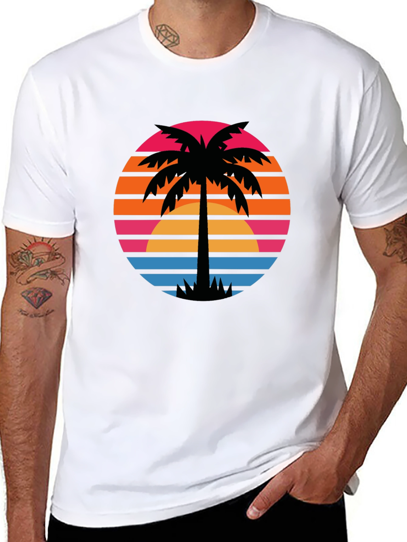 Retro Palm Tree Sunset Graphic Tee