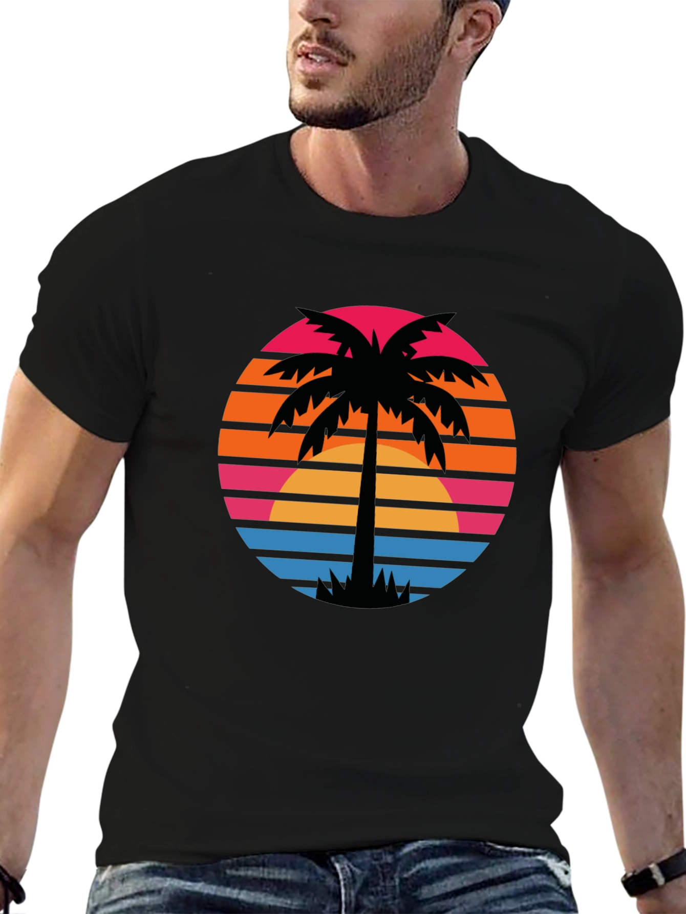 Retro Palm Tree Sunset Graphic Tee