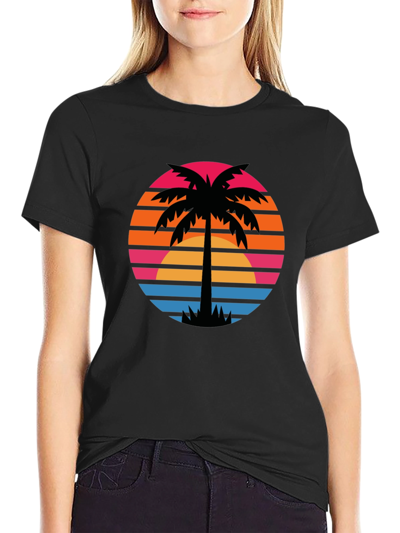 Retro Palm Tree Sunset Graphic Tee