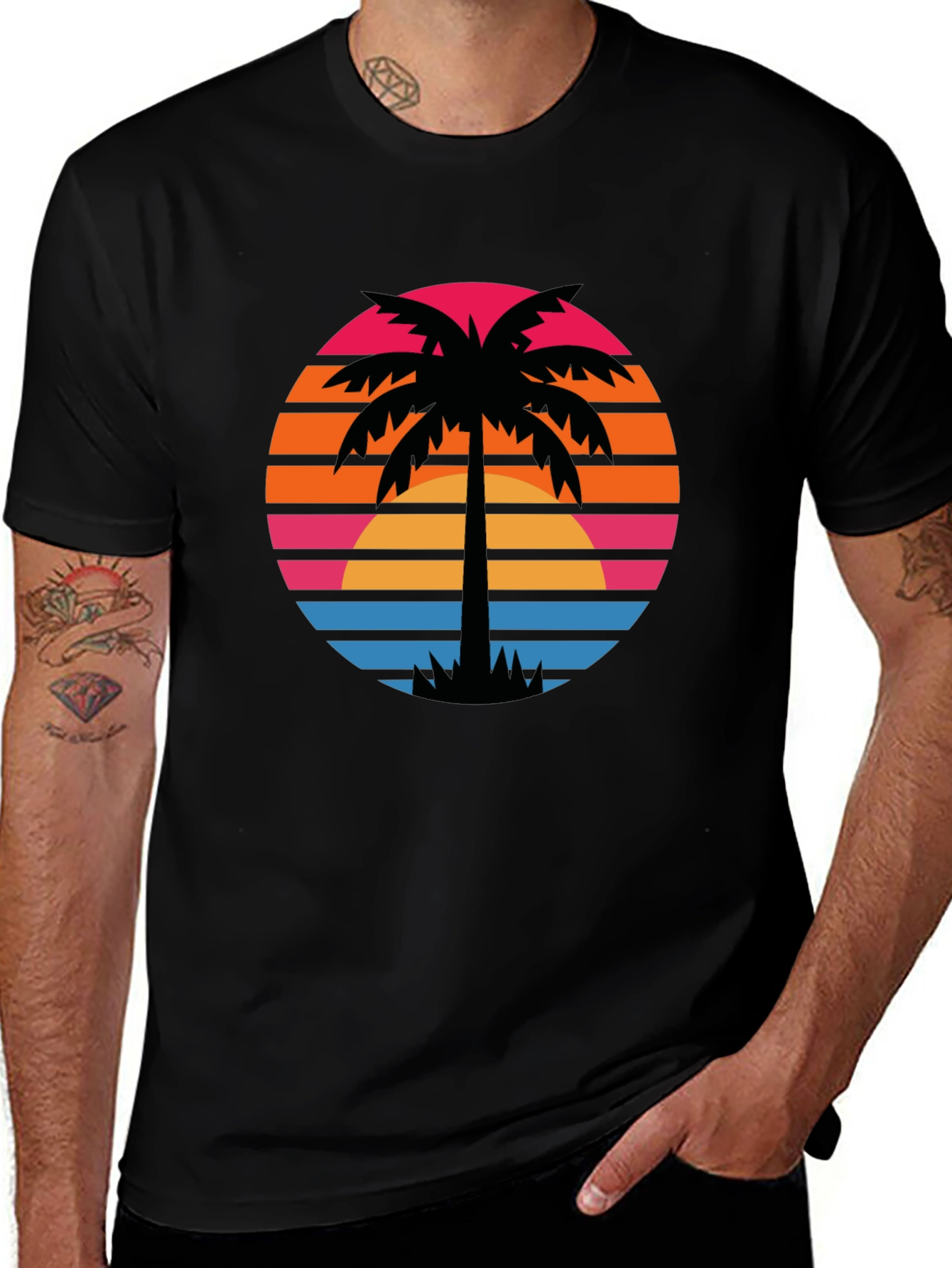 Retro Palm Tree Sunset Graphic Tee