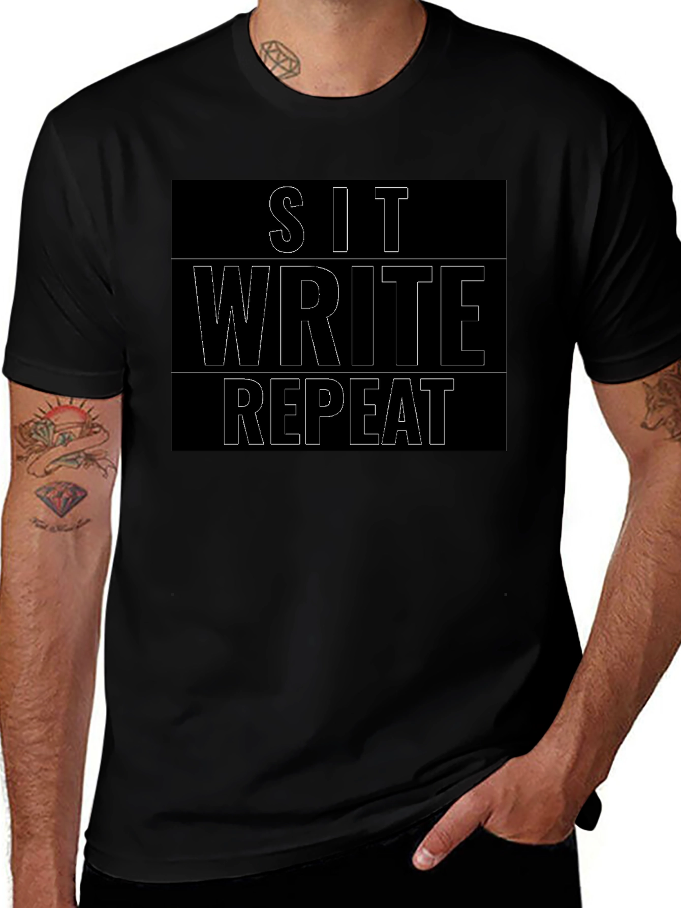 Sit Write Repeat T-Shirt - Writers Essential