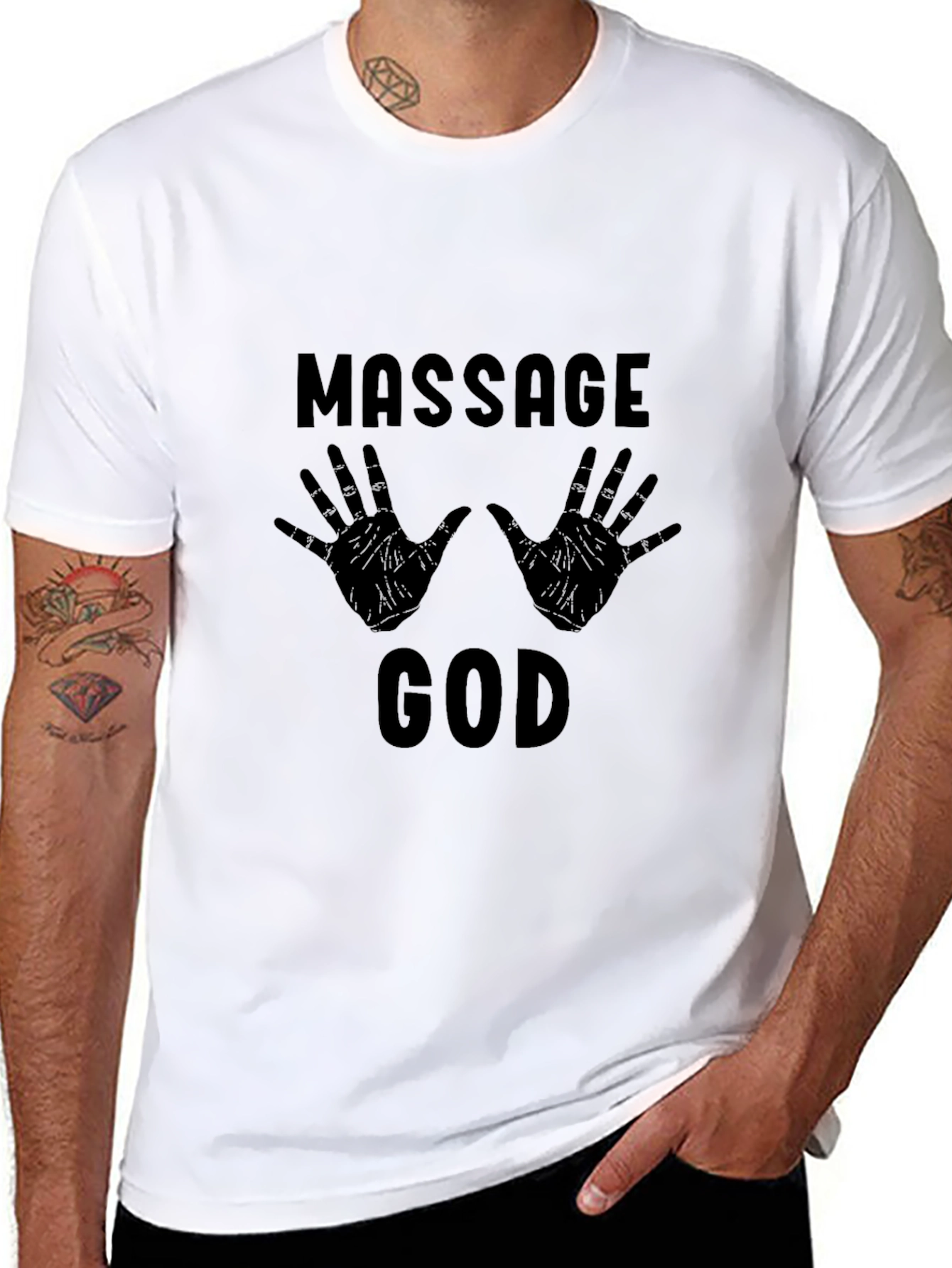 Massage God Black Graphic T-Shirt