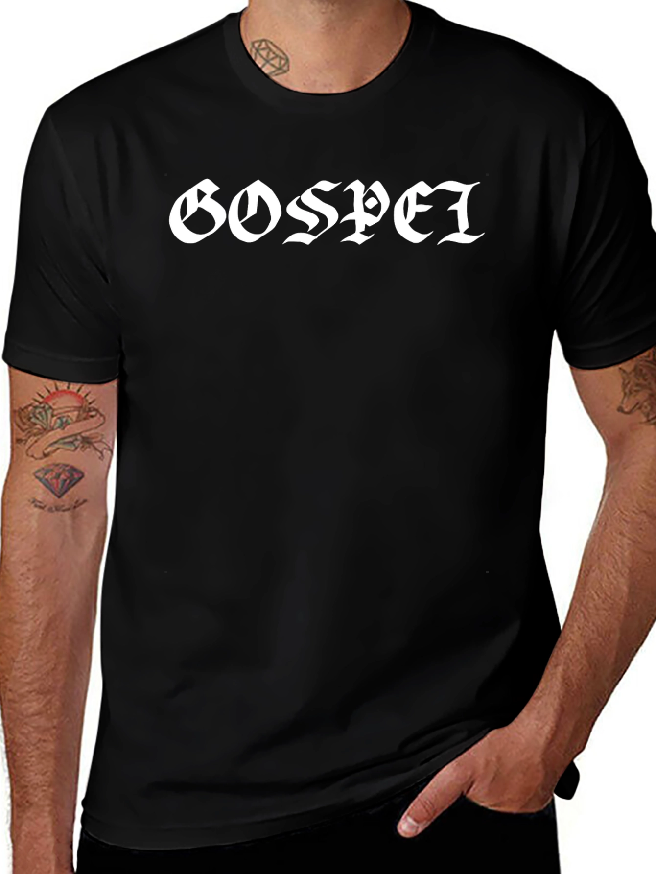 Gospel T-Shirt - Bold White Print on Black
