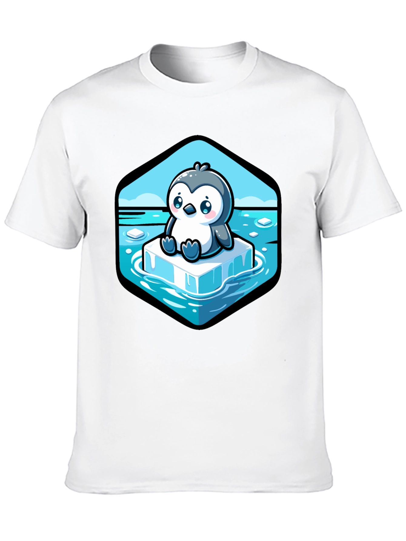 Cute Penguin on Iceberg Graphic T-Shirt