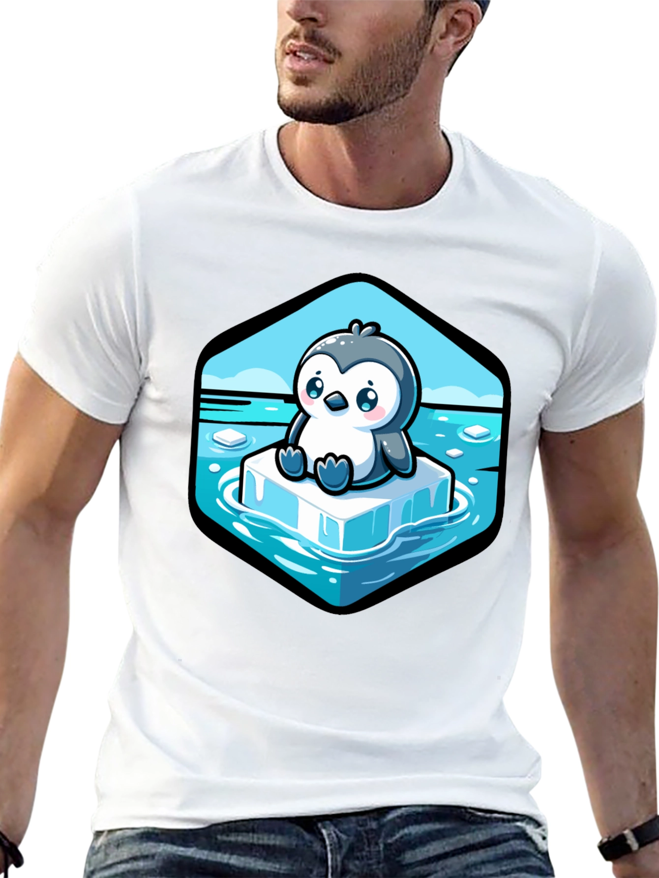 Cute Penguin on Iceberg Graphic T-Shirt