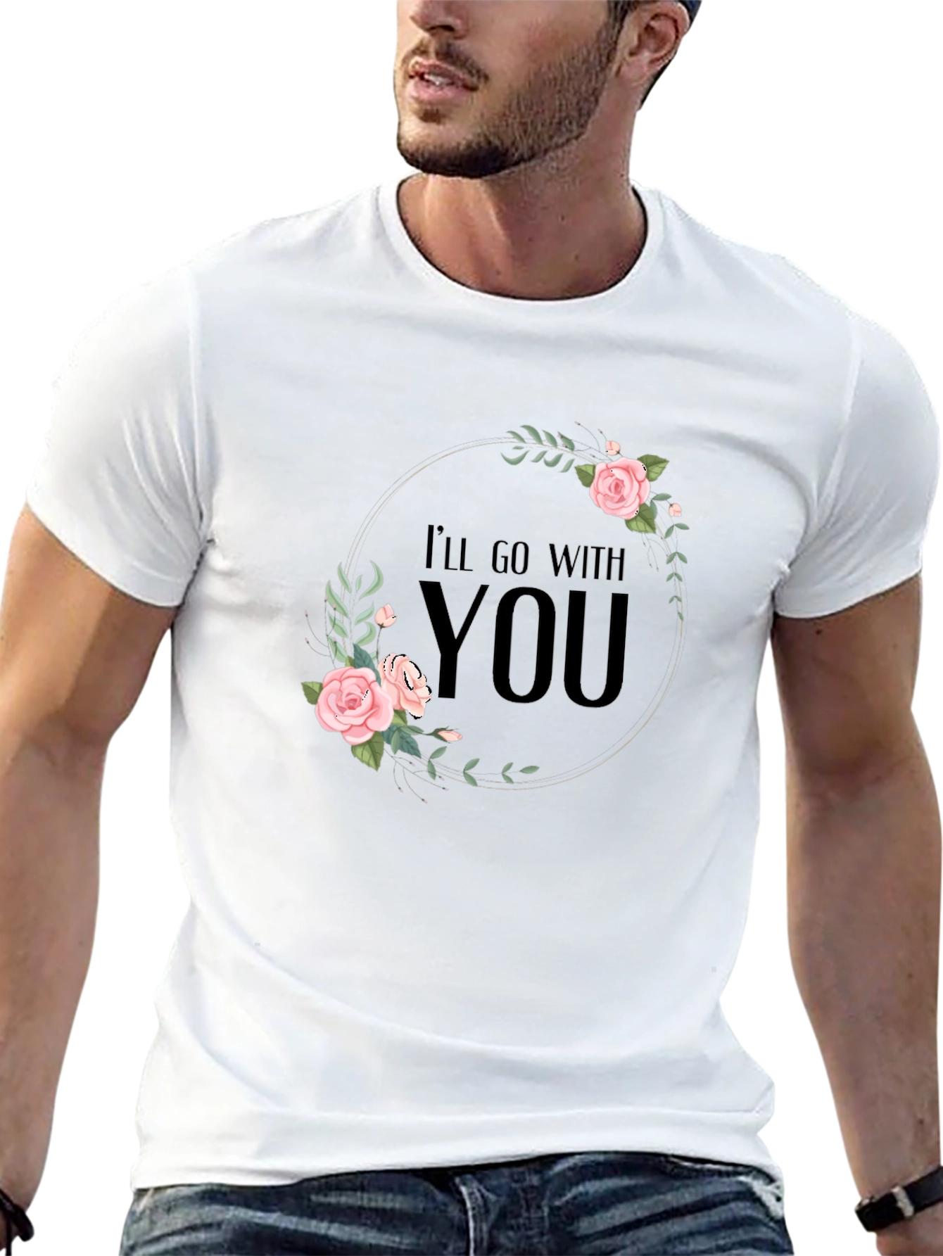 Floral Ill Go With You Graphic Black T-Shirt