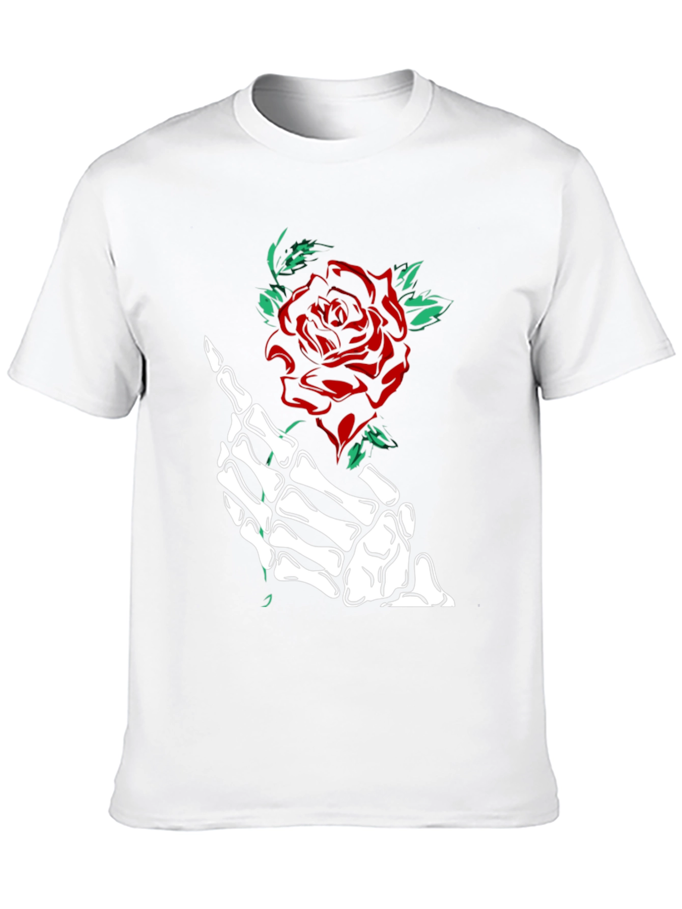 Rose & Skeleton Hand Graphic Tee - Black