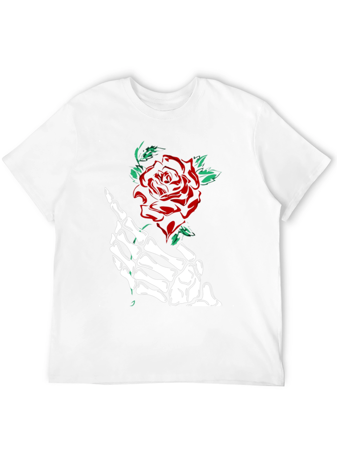 Rose & Skeleton Hand Graphic Tee - Black