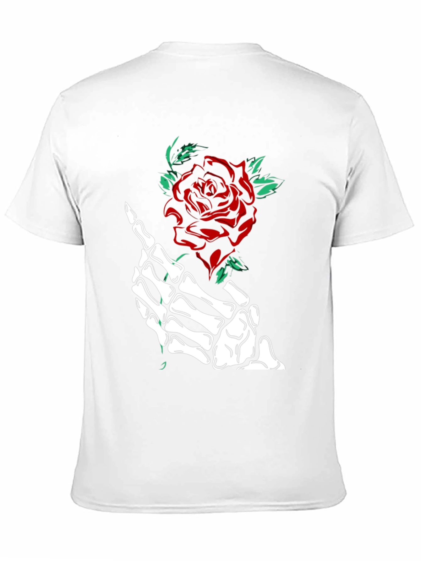 Rose & Skeleton Hand Graphic Tee - Black
