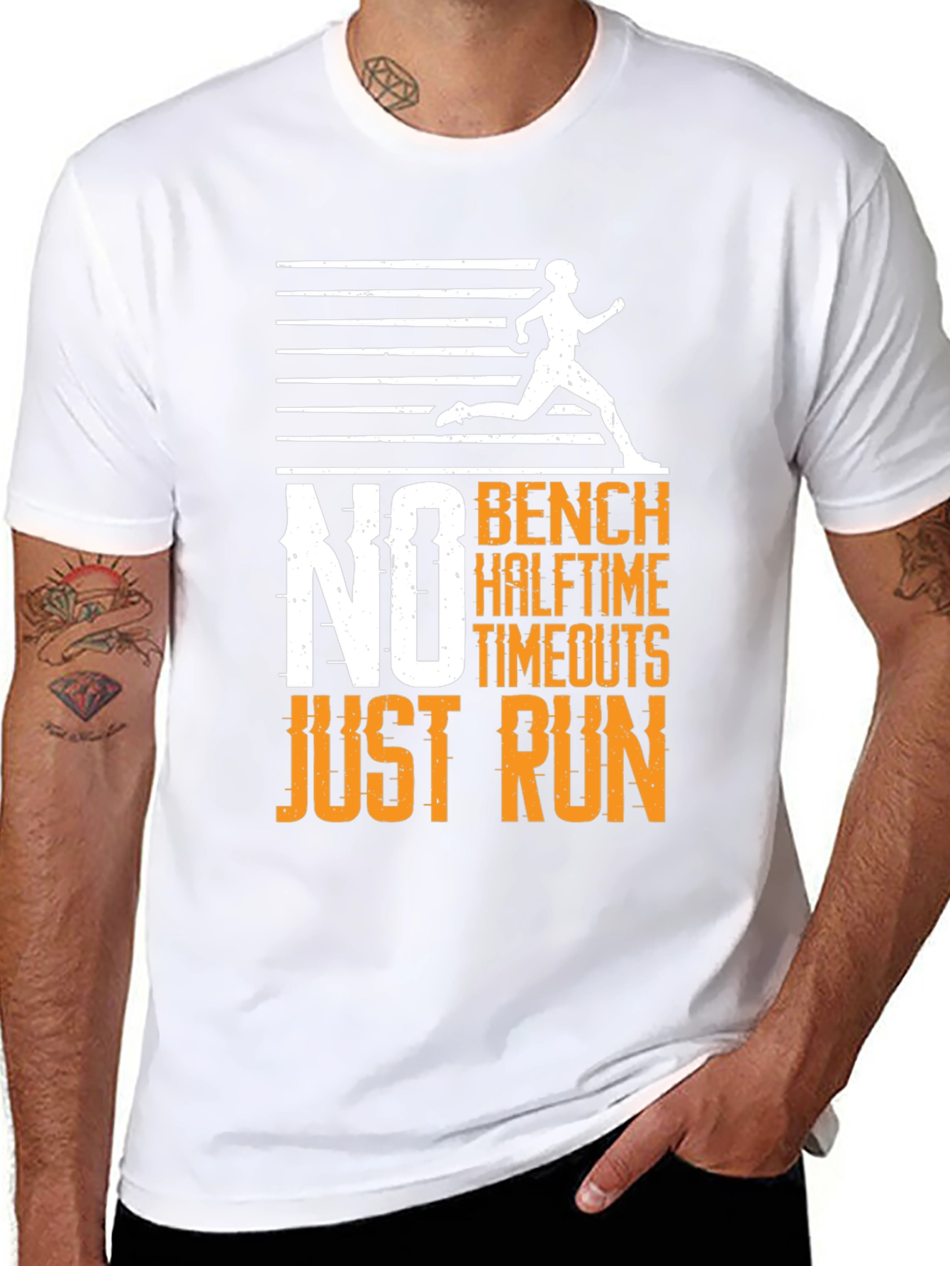 No Bench Just Run Mens Graphic T-Shirt
