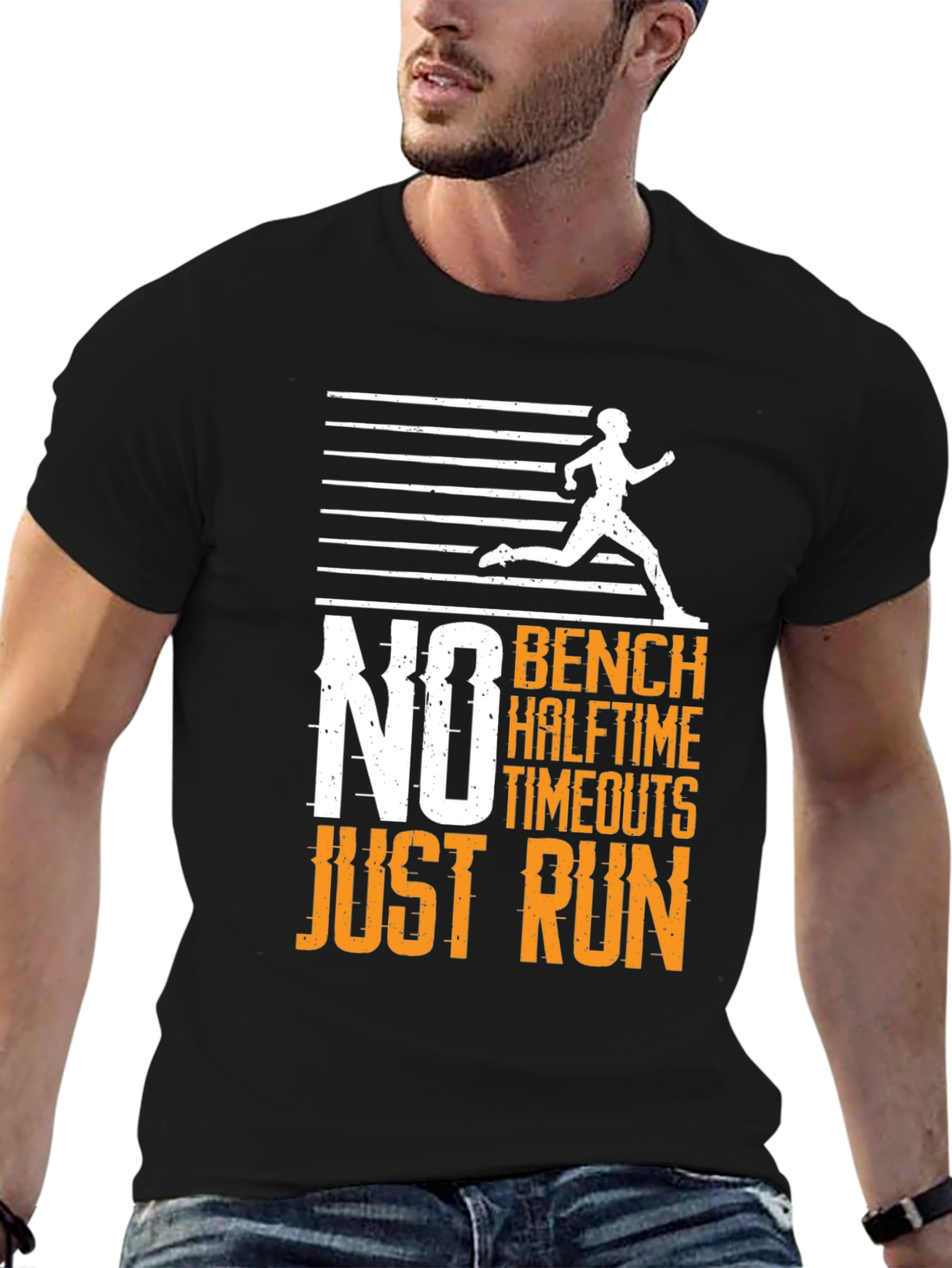 No Bench Just Run Mens Graphic T-Shirt