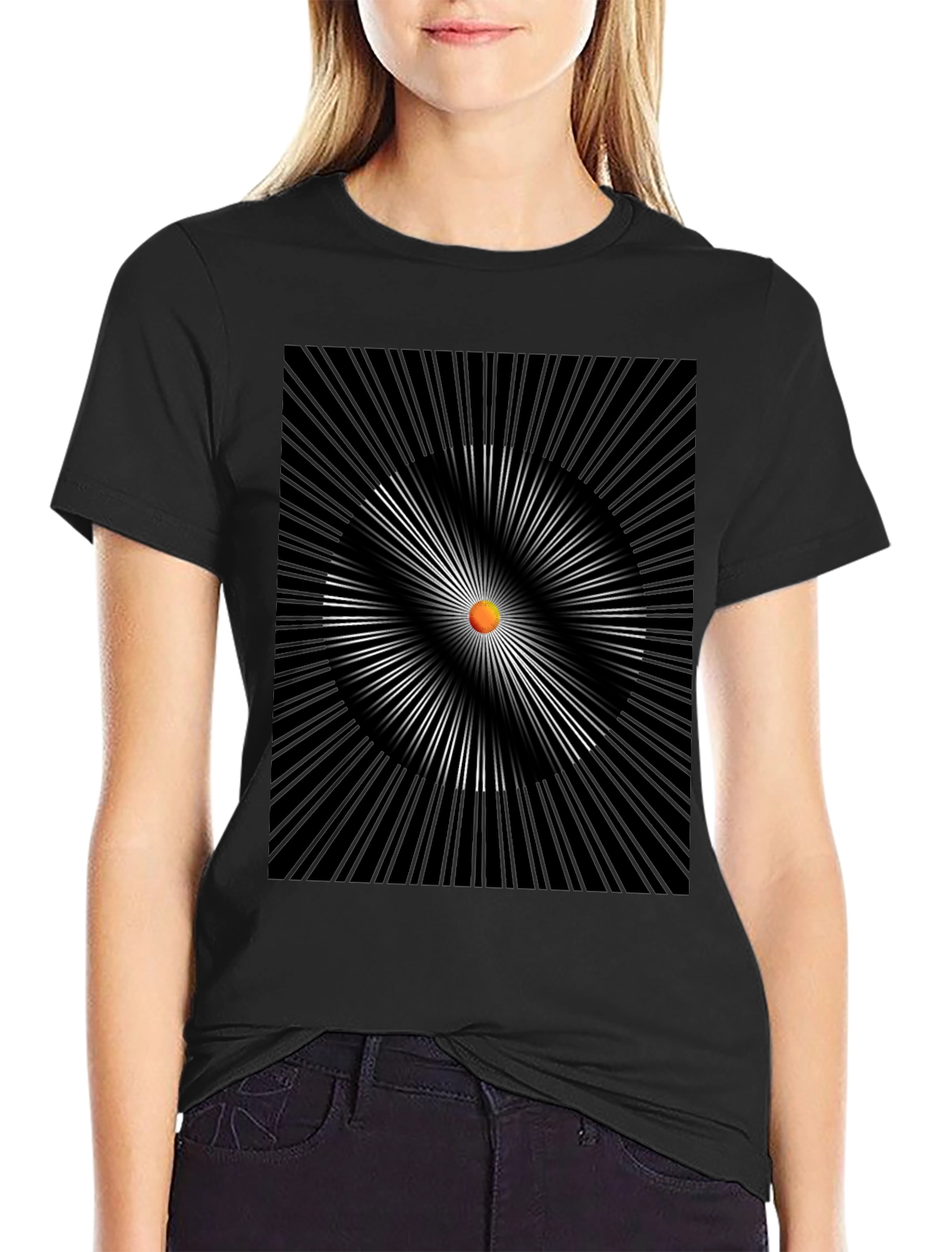 Abstract Circle Graphic Black T-Shirt