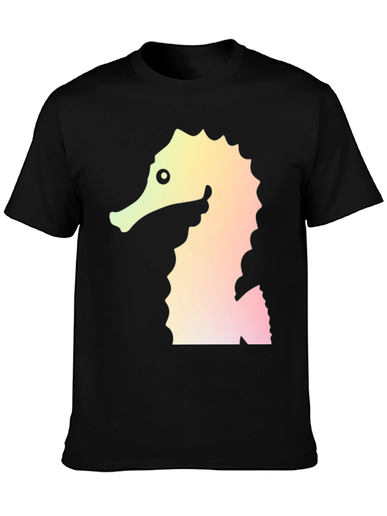 Seahorse Graphic Tee - Black Cotton Blend T-Shirt