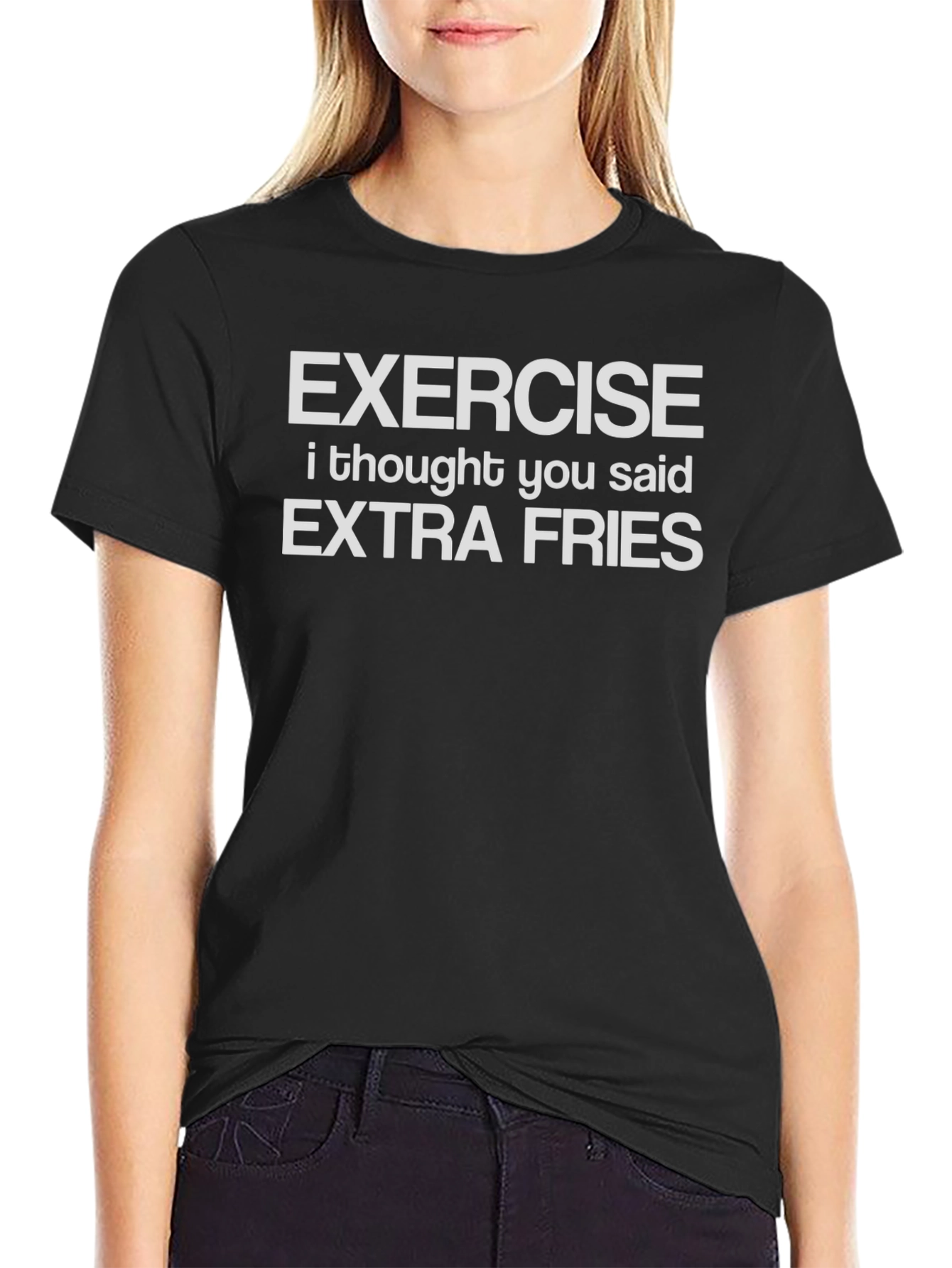 Exercise Extra Fries Funny Graphic T-Shirt