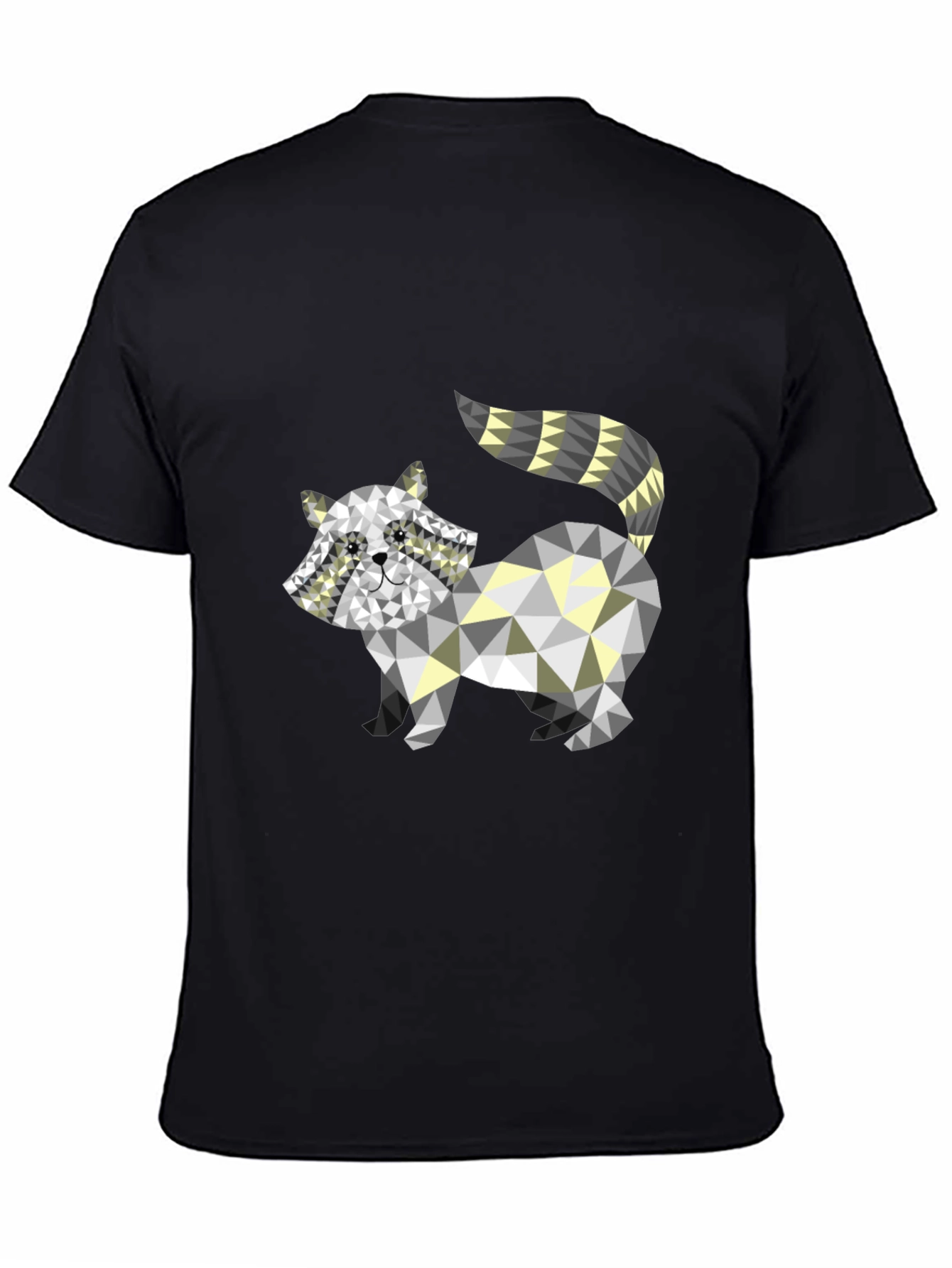 Geometric Raccoon Graphic Tee - Black