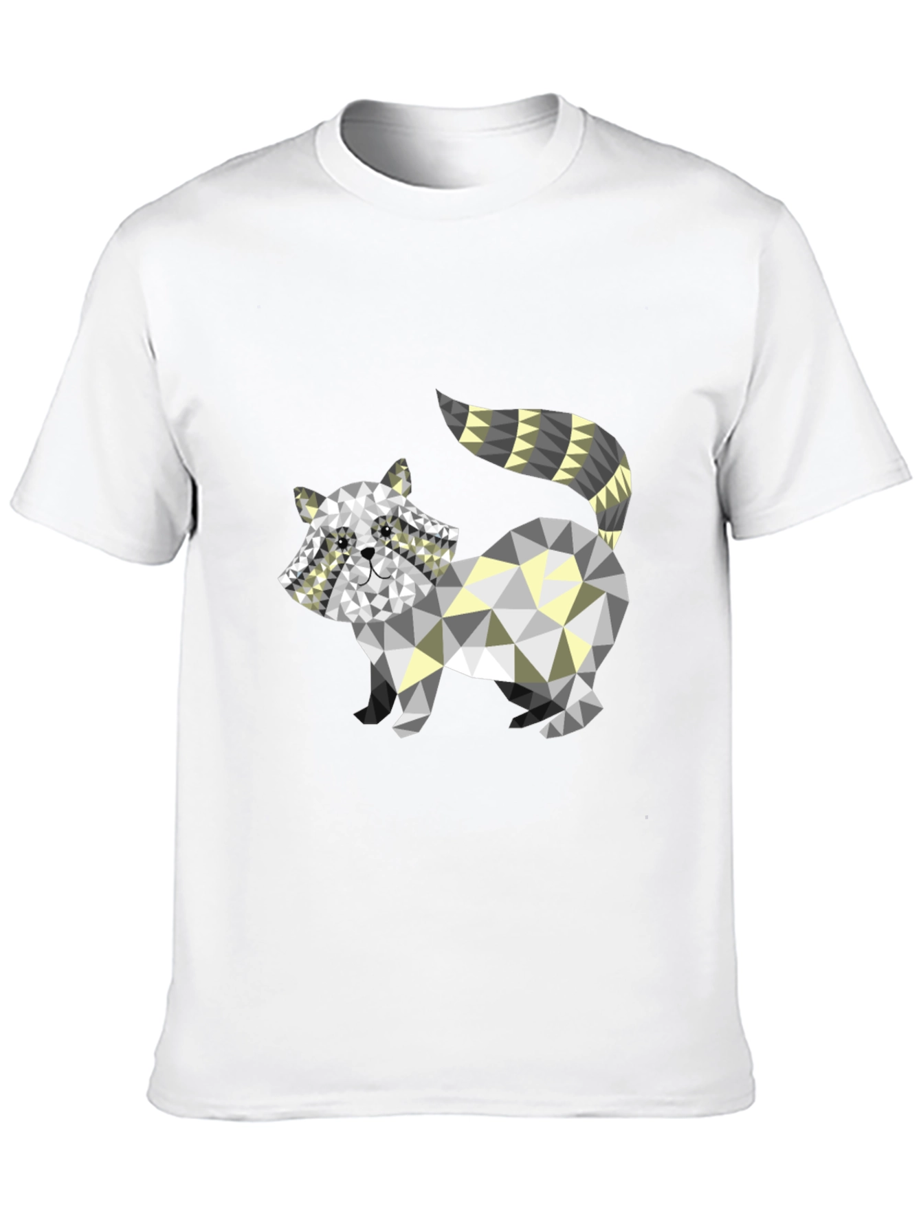 Geometric Raccoon Graphic Tee - Black