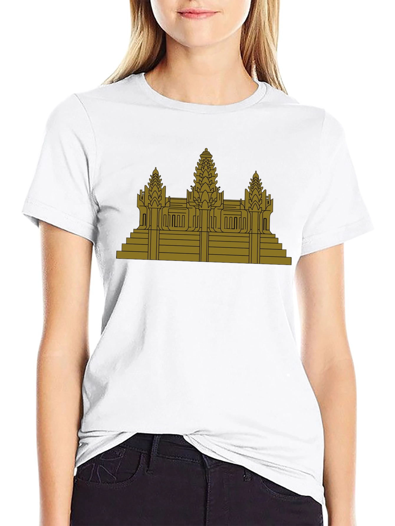Angkor Wat Graphic Tee - Black Cotton T-Shirt