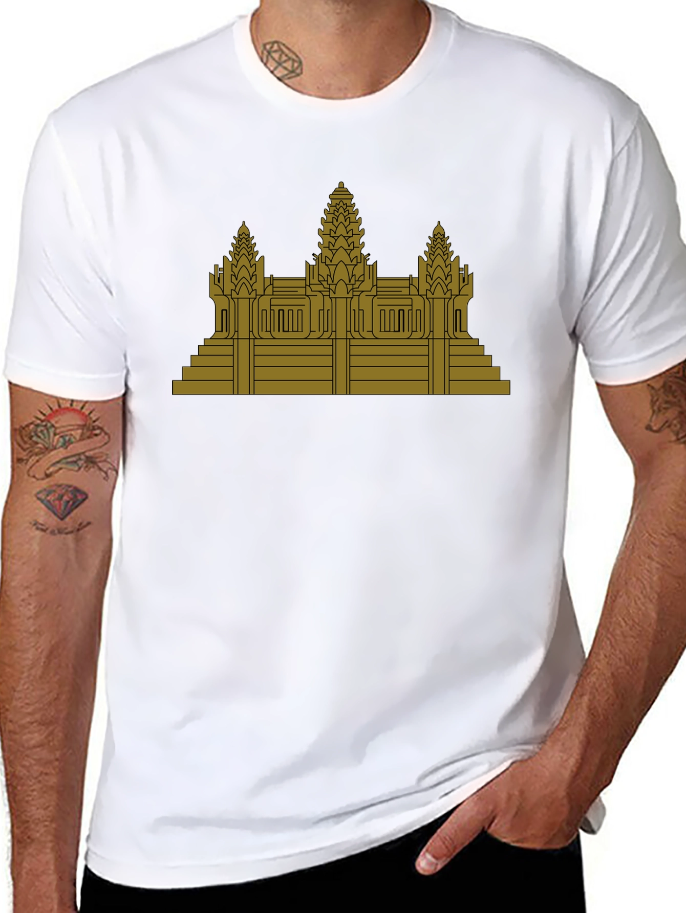 Angkor Wat Graphic Tee - Black Cotton T-Shirt