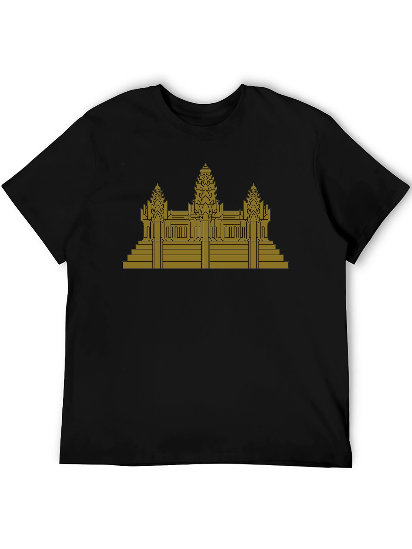 Angkor Wat Graphic Tee - Black Cotton T-Shirt