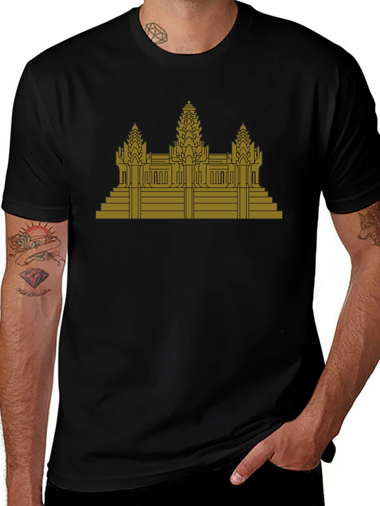 Angkor Wat Graphic Tee - Black Cotton T-Shirt