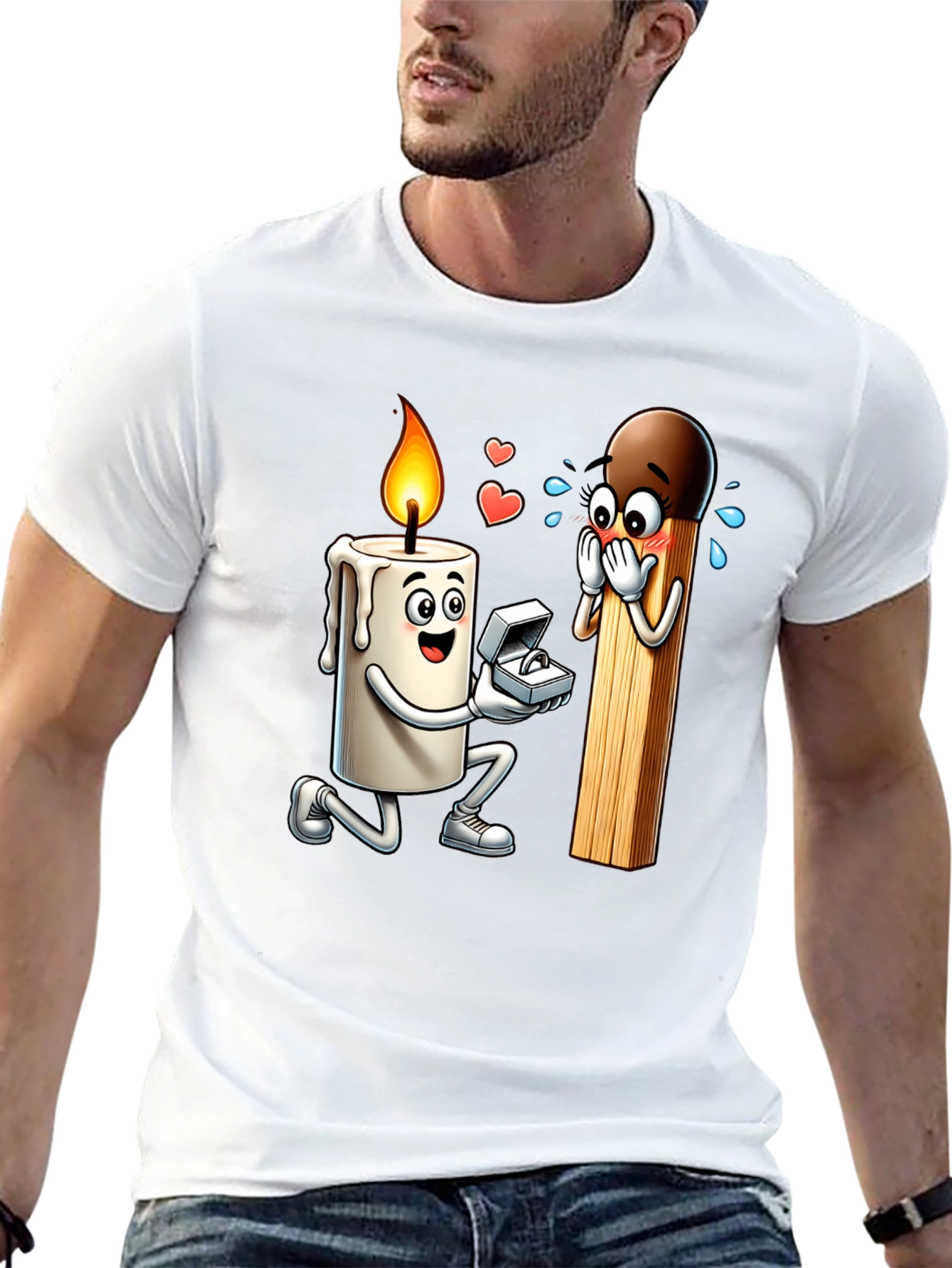 Romantic Candle & Match Proposal Graphic Tee