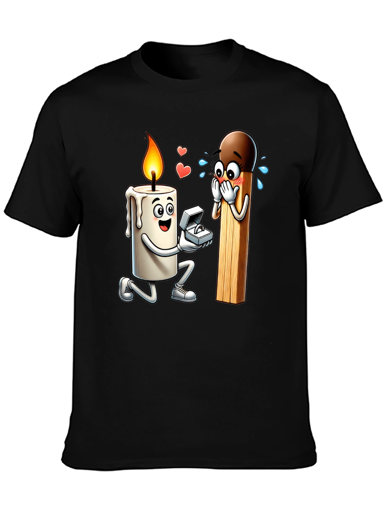 Romantic Candle & Match Proposal Graphic Tee