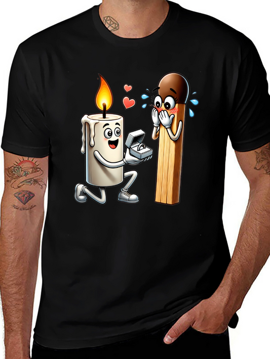 Romantic Candle & Match Proposal Graphic Tee