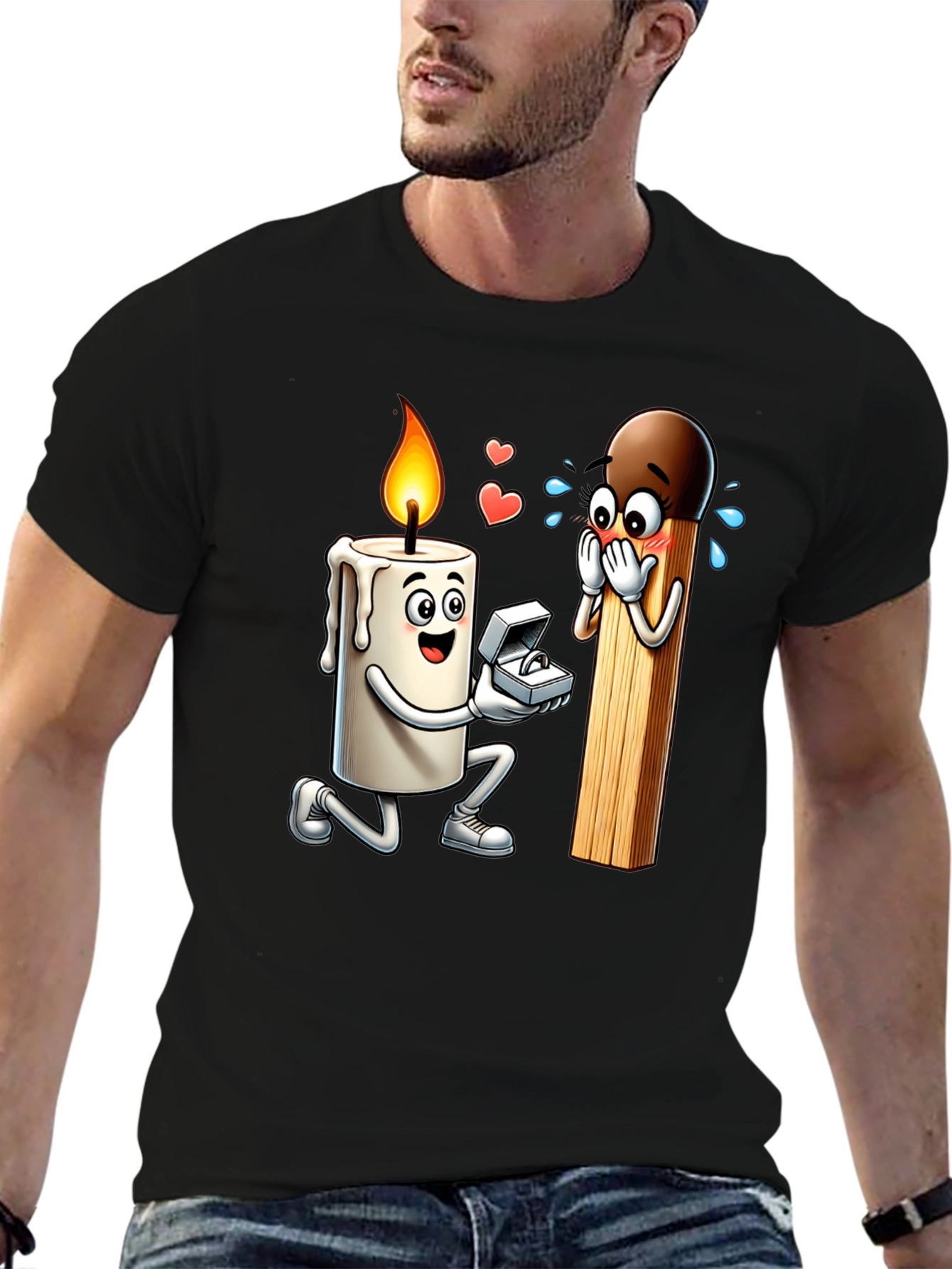 Romantic Candle & Match Proposal Graphic Tee