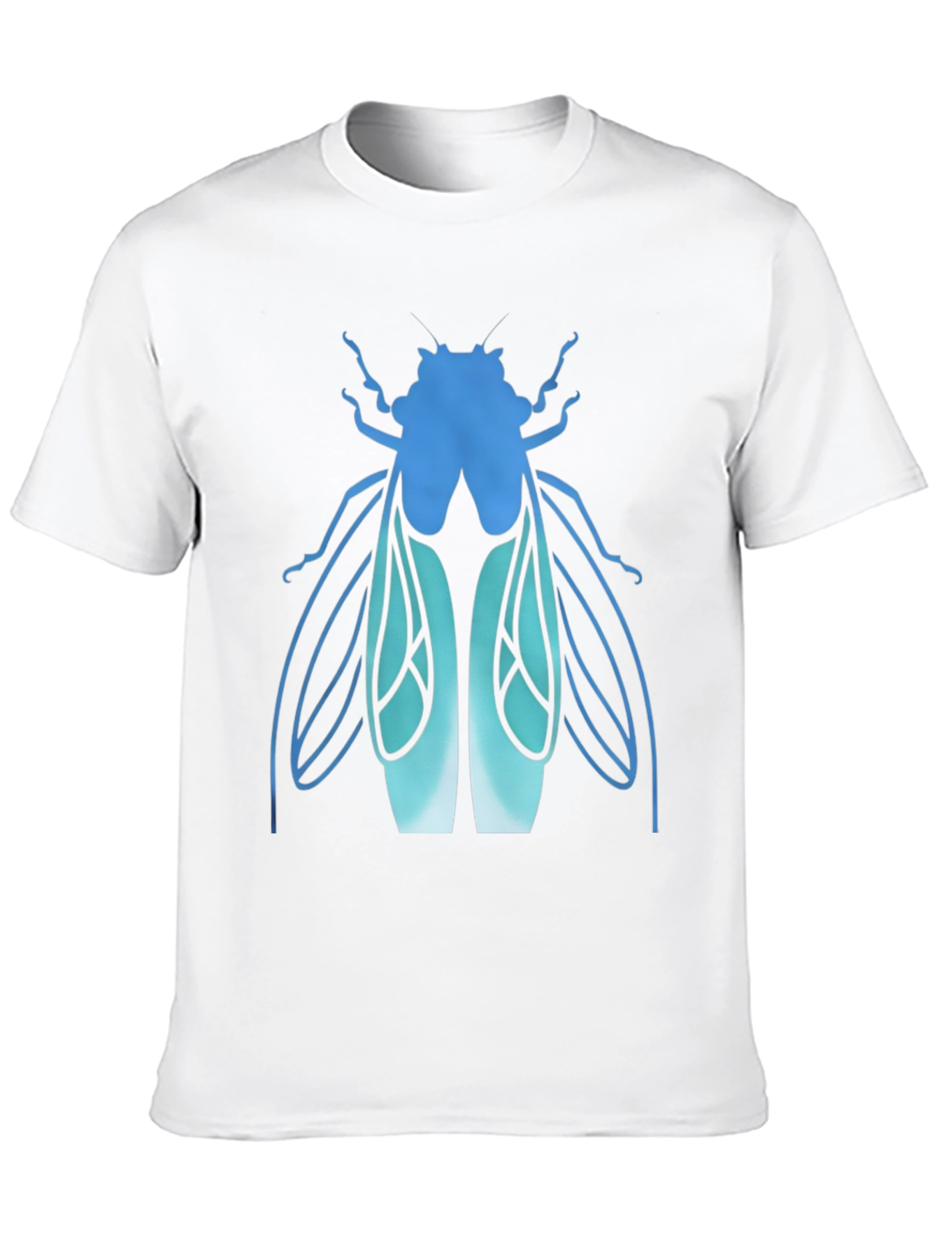 Blue Insect Graphic Black T-Shirt