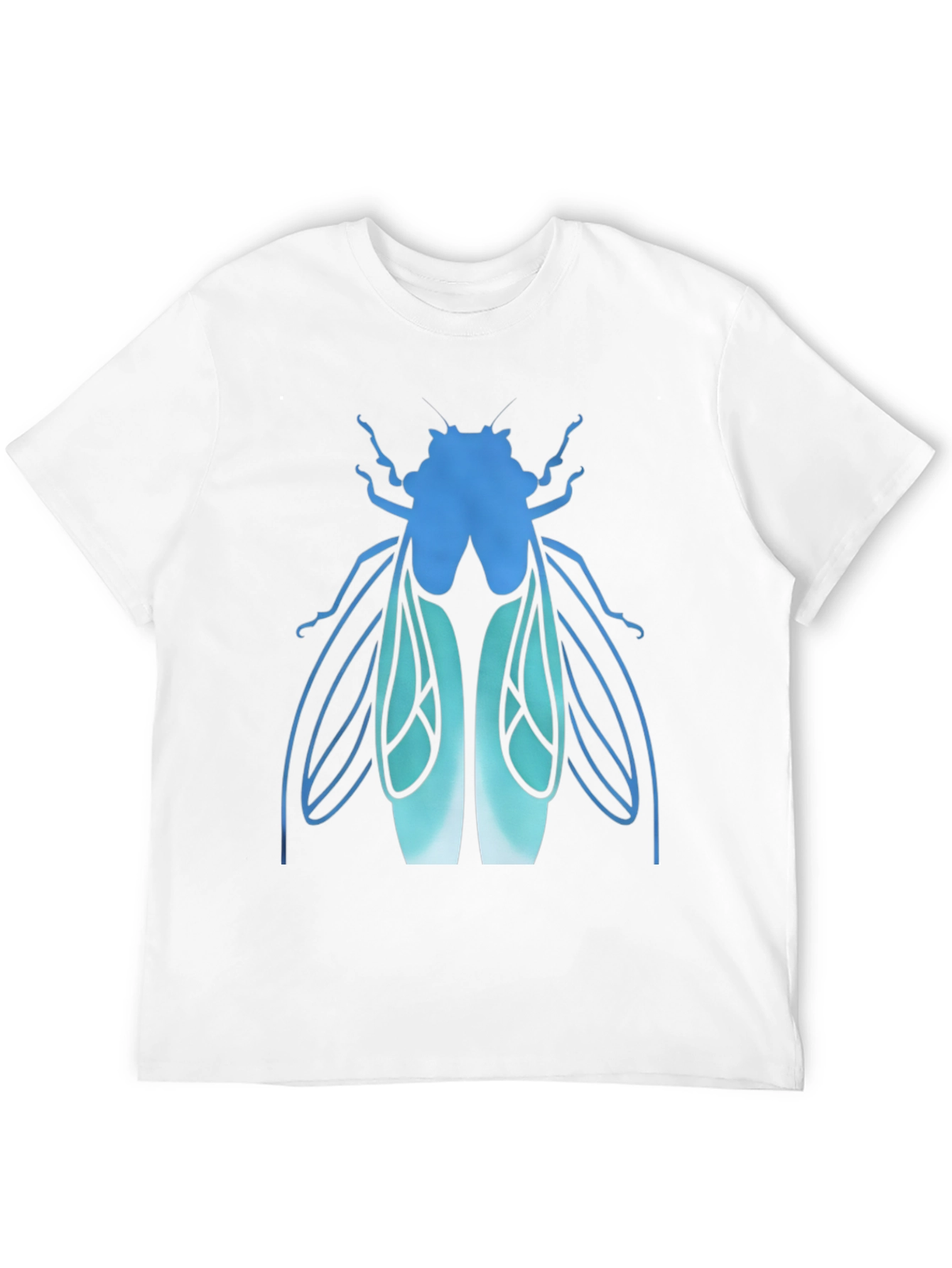 Blue Insect Graphic Black T-Shirt