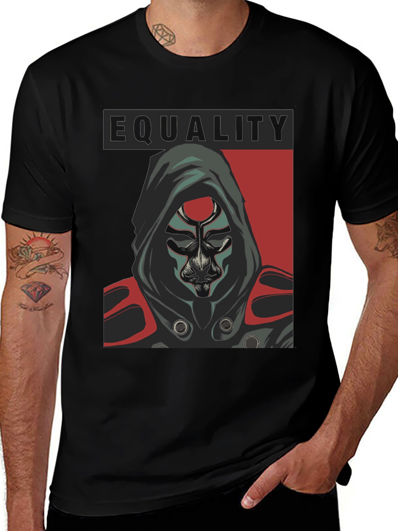 Equality Hooded Graphic Tee - Black