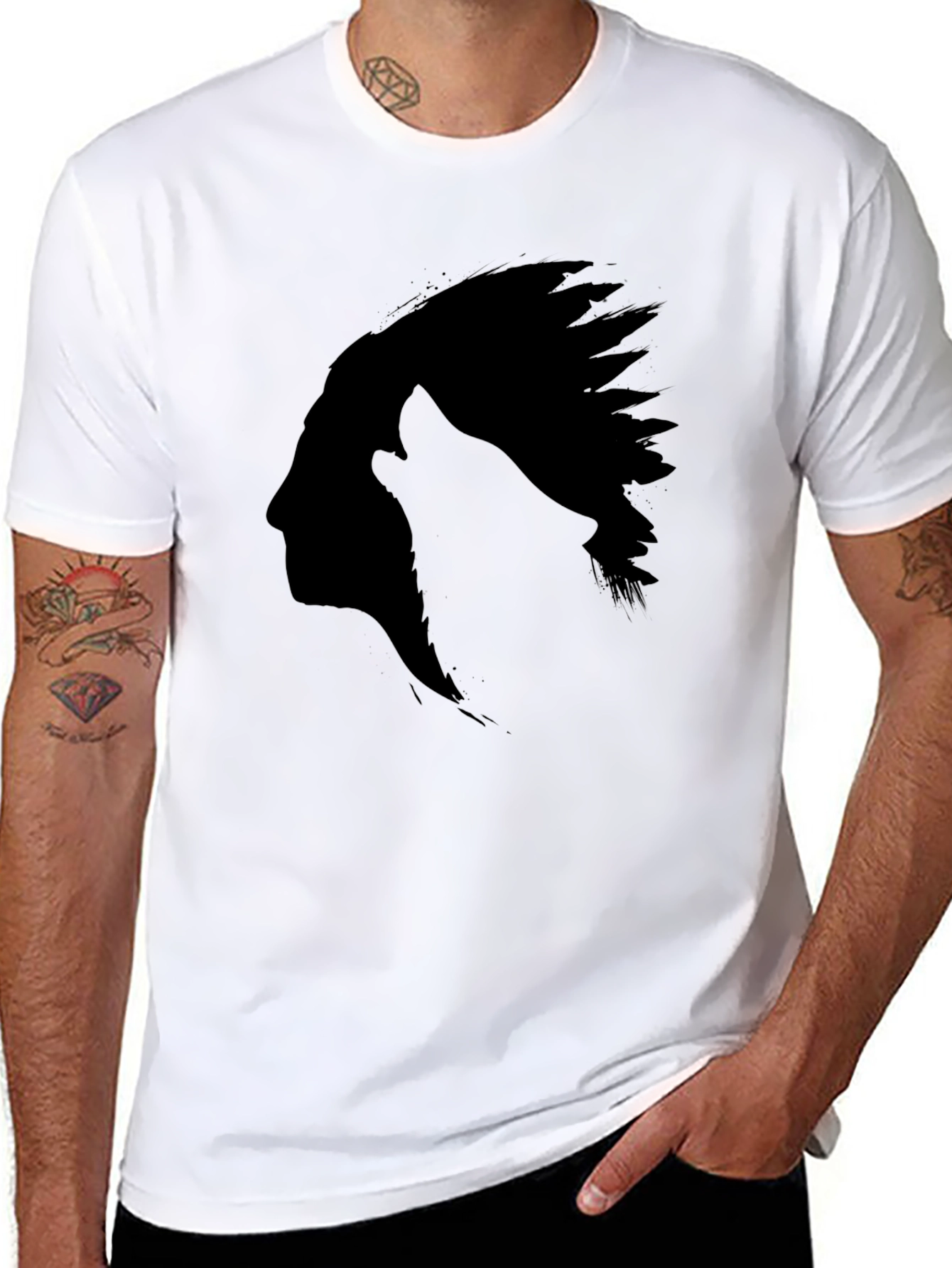Native American Silhouette Black T-Shirt