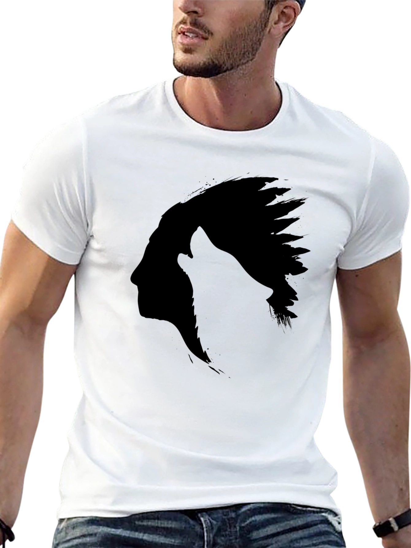 Native American Silhouette Black T-Shirt