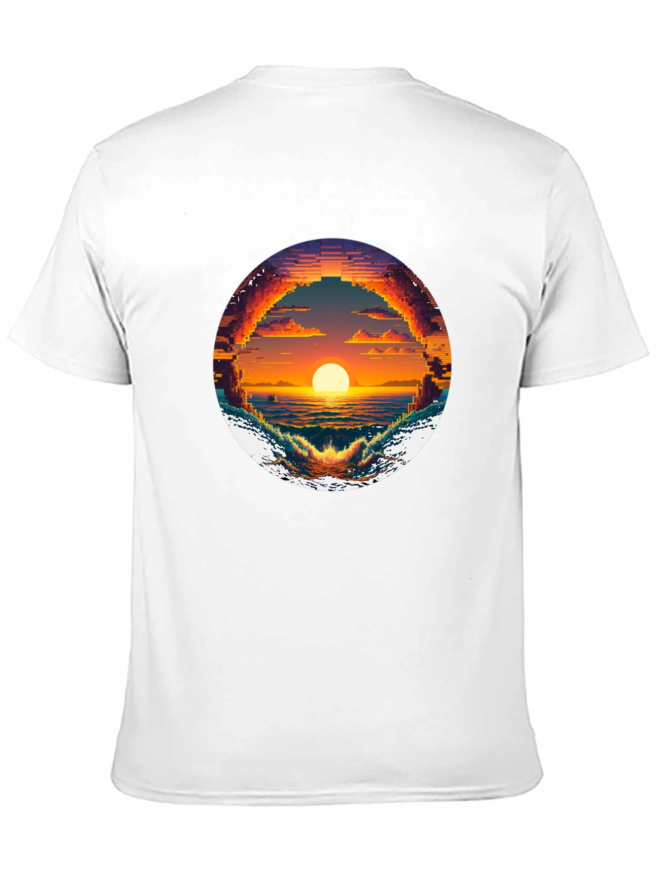 Pixel Sunset Graphic Tee - Retro Style