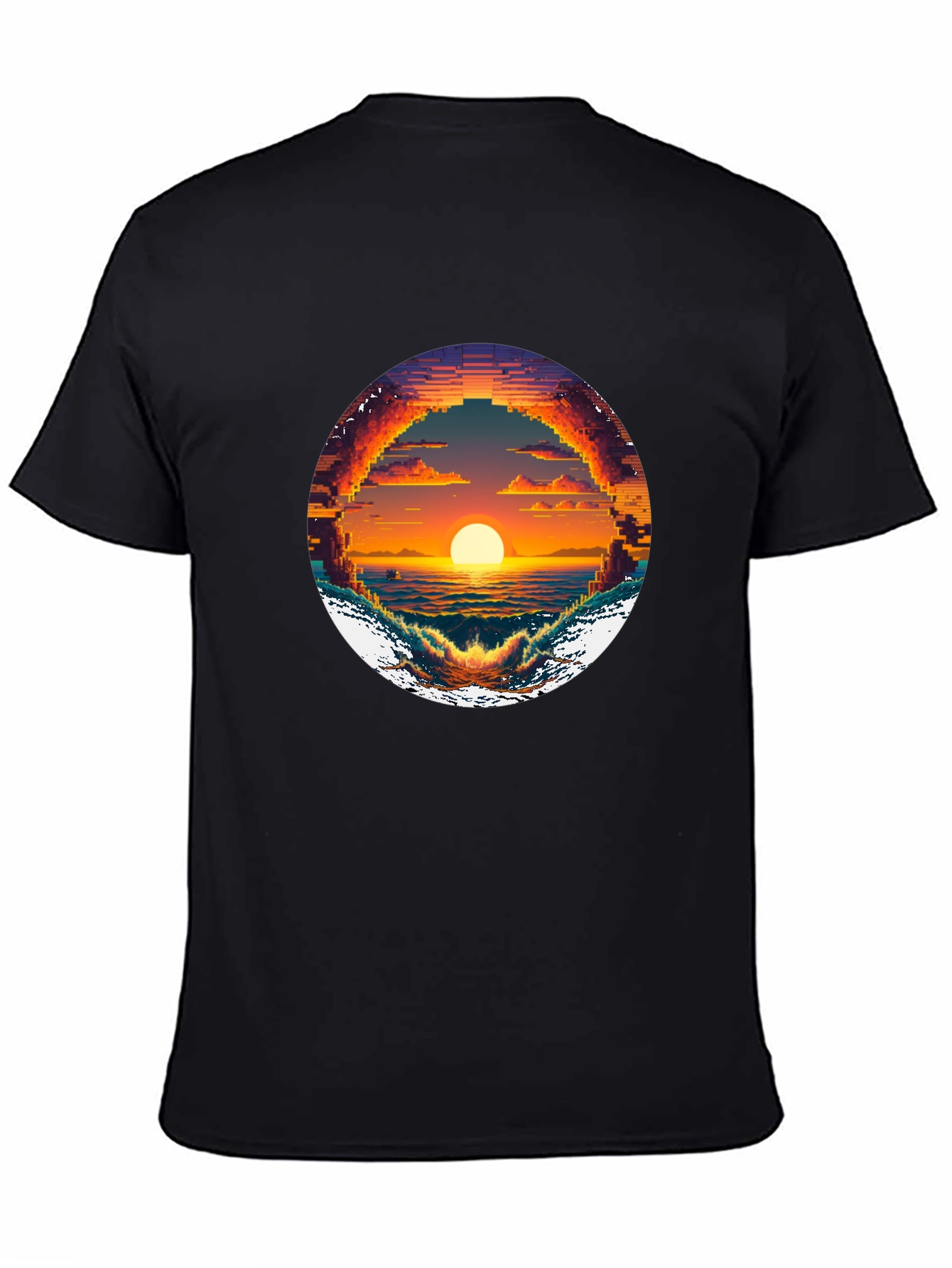 Pixel Sunset Graphic Tee - Retro Style