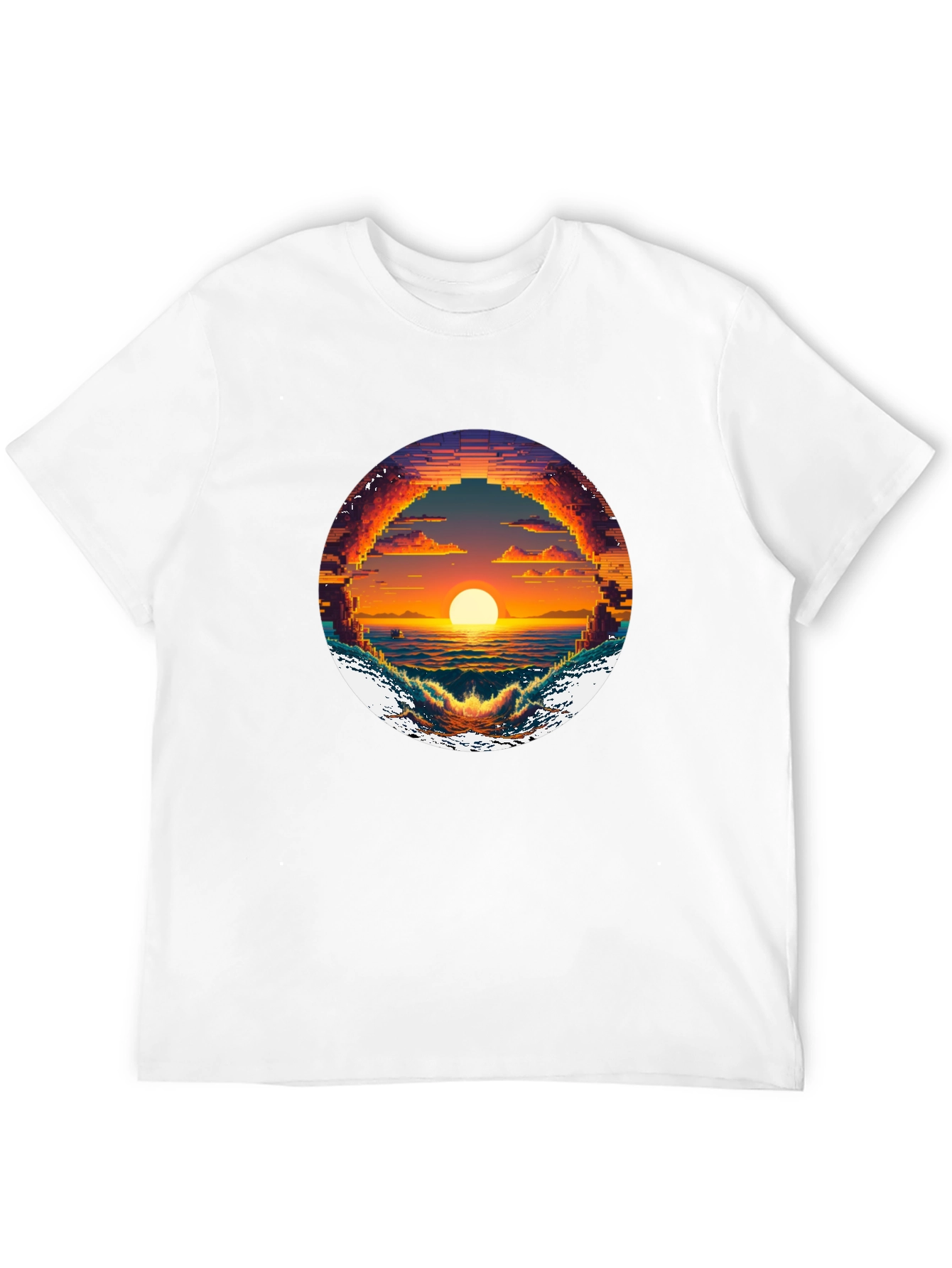 Pixel Sunset Graphic Tee - Retro Style