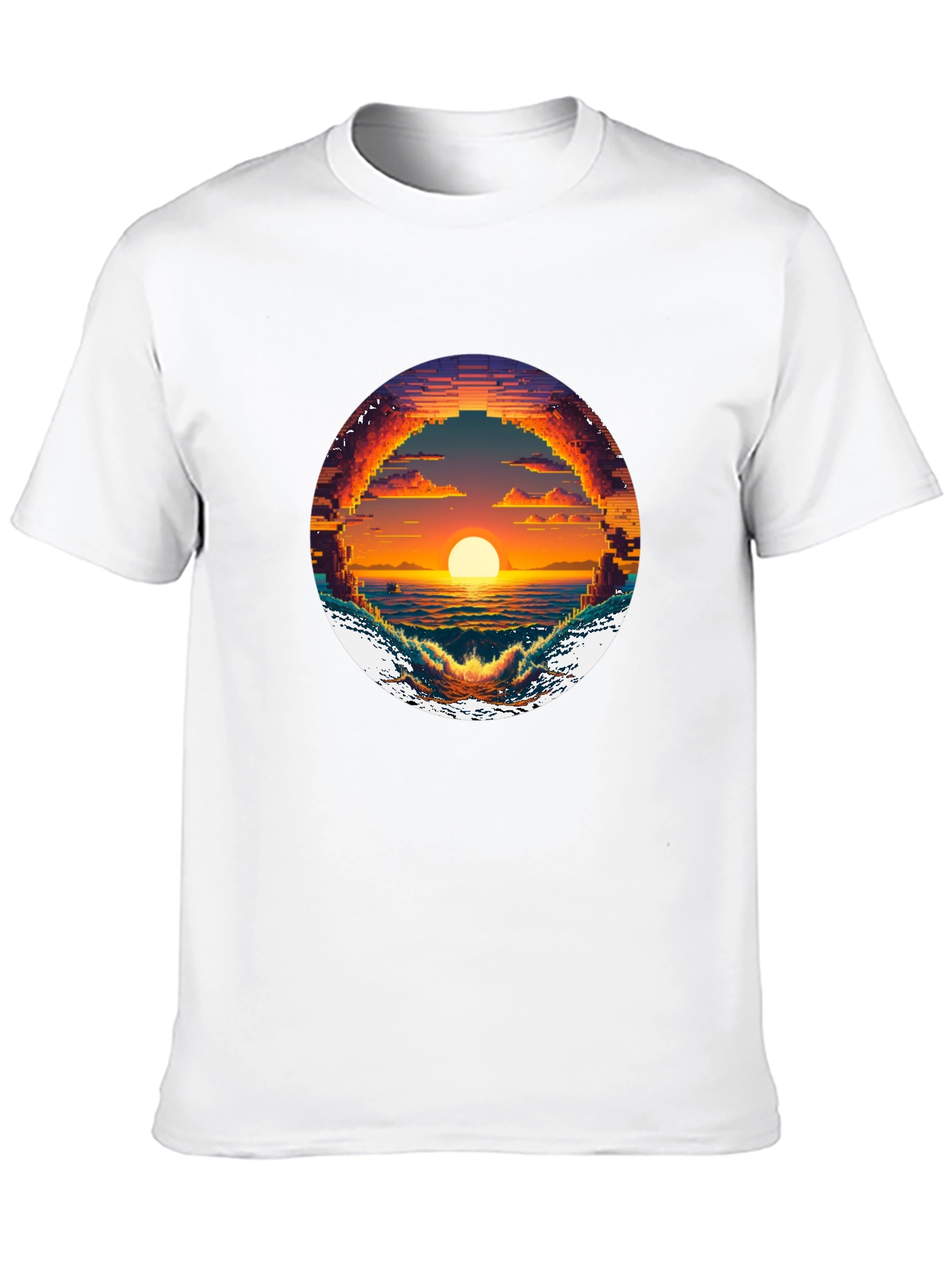 Pixel Sunset Graphic Tee - Retro Style