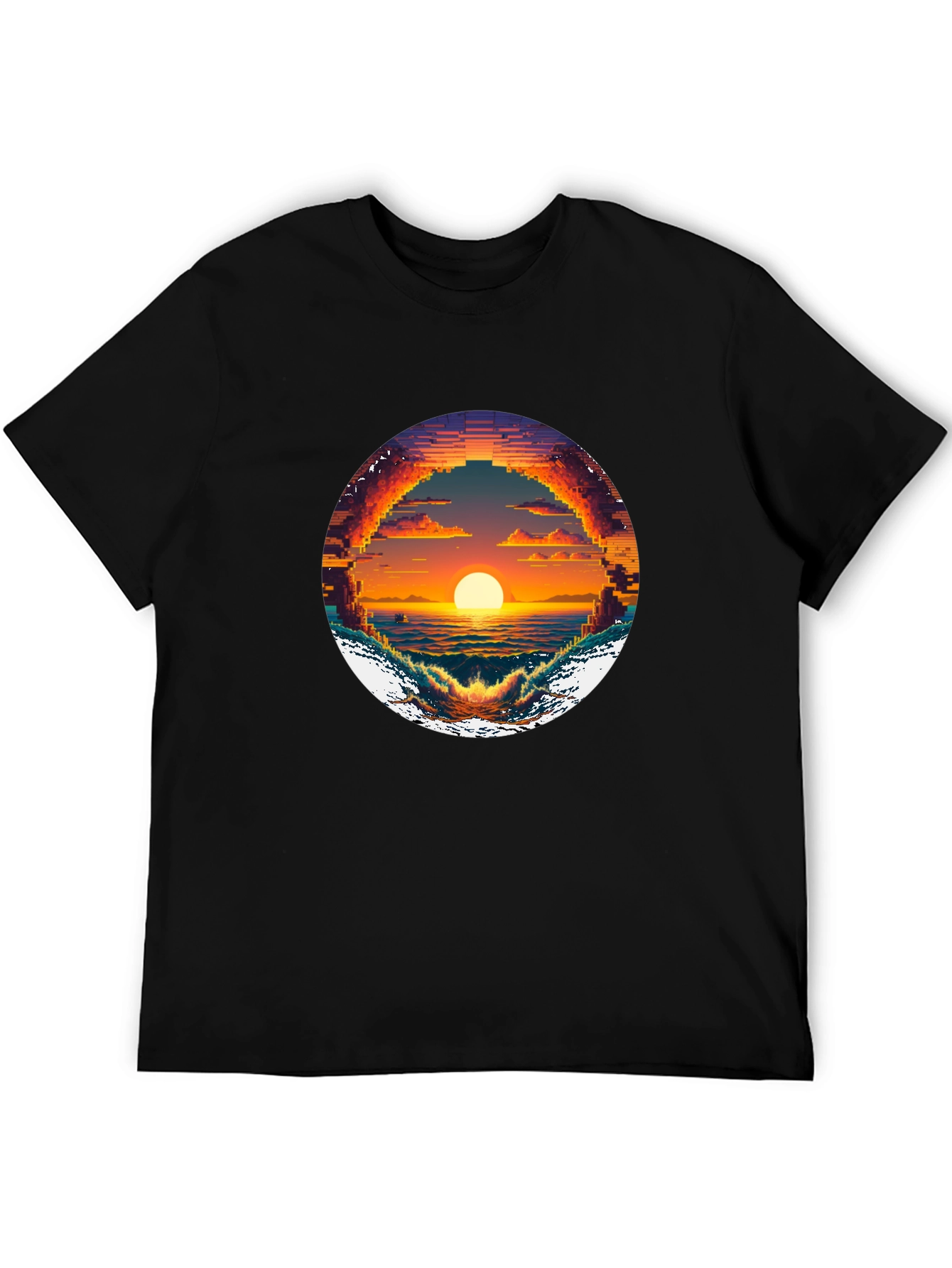 Pixel Sunset Graphic Tee - Retro Style