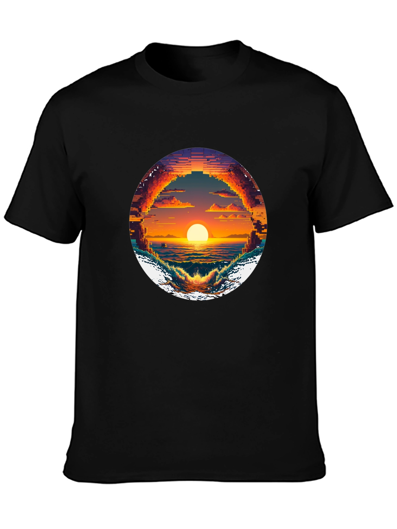 Pixel Sunset Graphic Tee - Retro Style