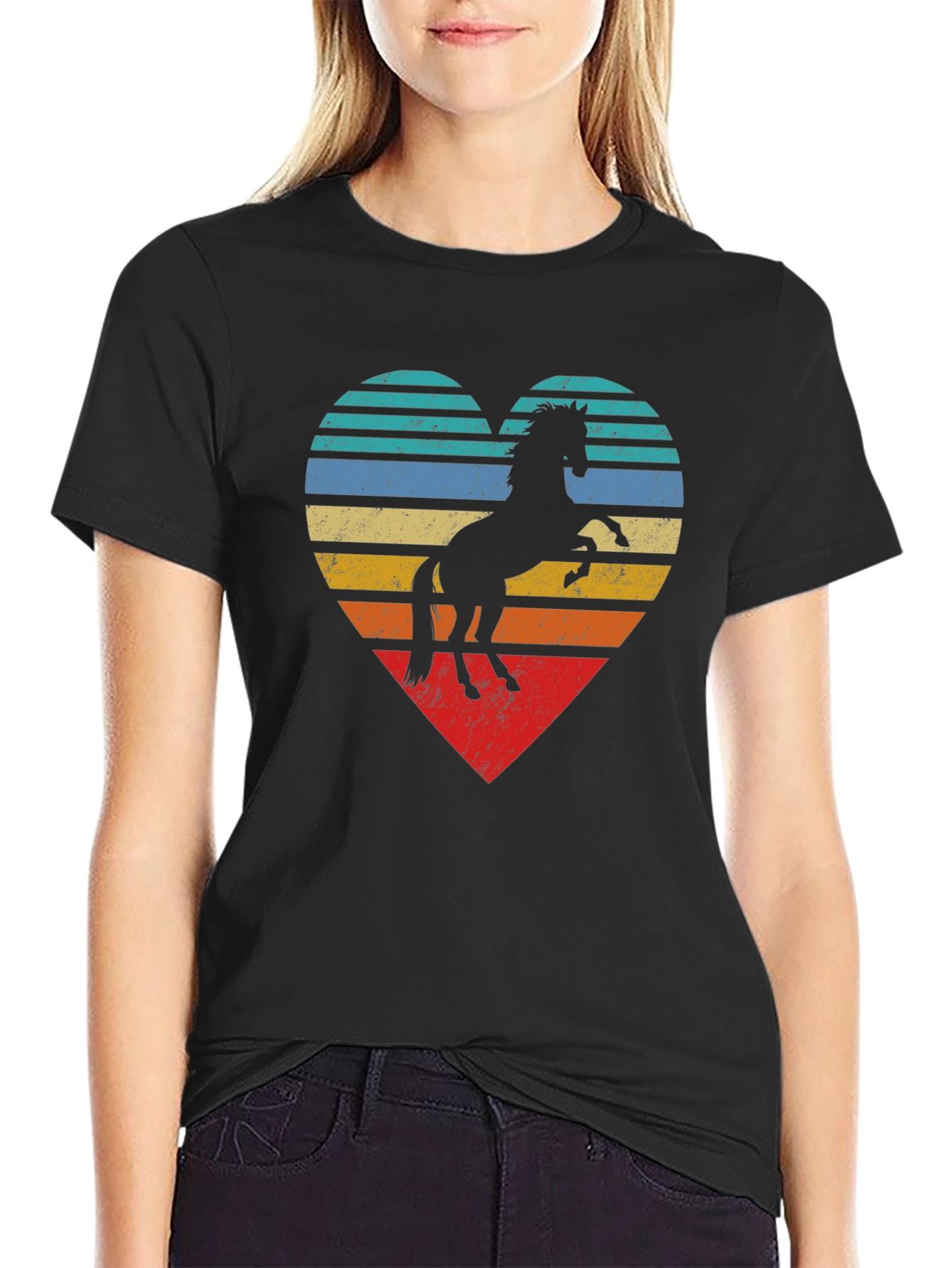 Horse Heart Graphic Tee - Retro Style