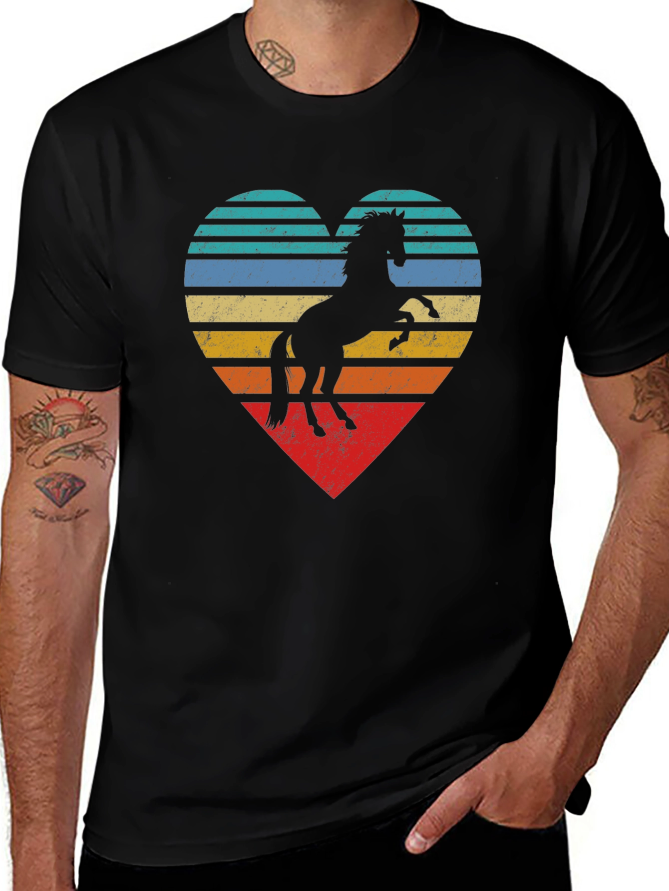 Horse Heart Graphic Tee - Retro Style