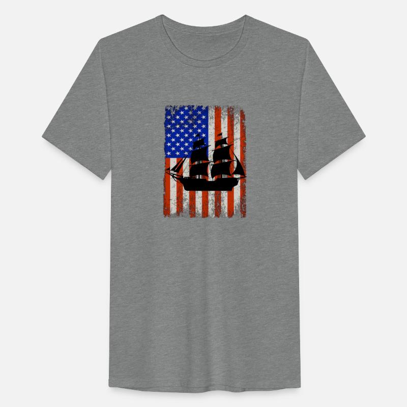 Retro Pirate Ship American Flag