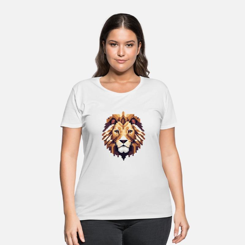 Retro Pixel Art Lion Head Design