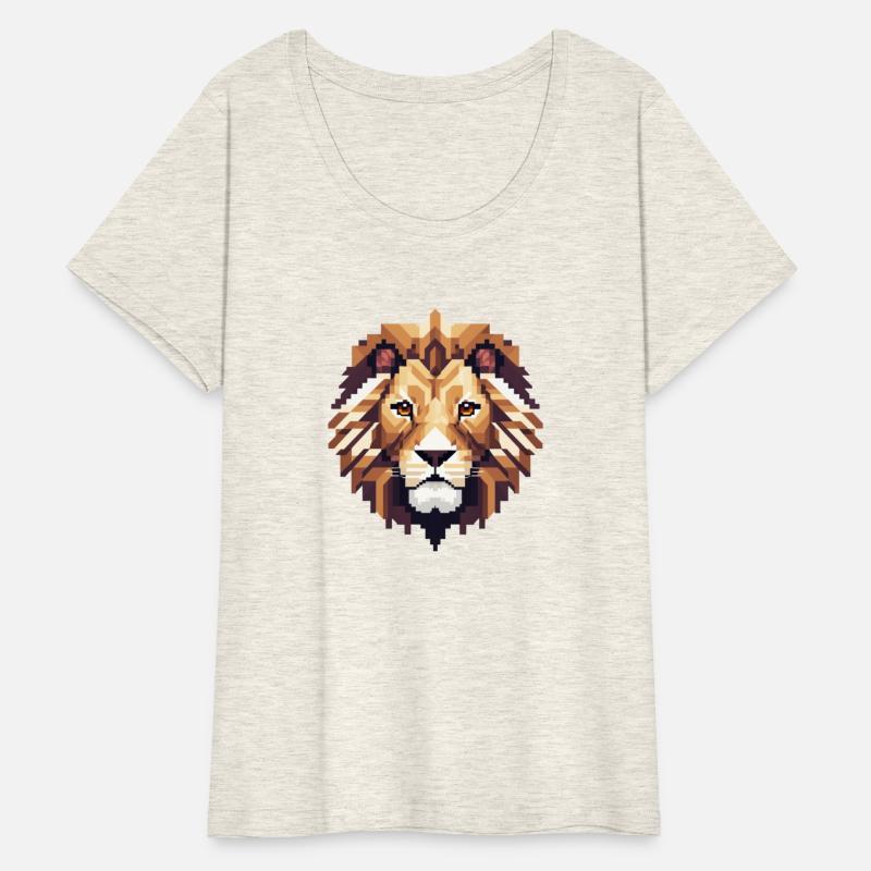 Retro Pixel Art Lion Head Design