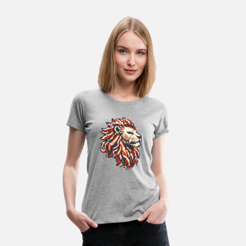 Retro Pixel Art Lion Head Design