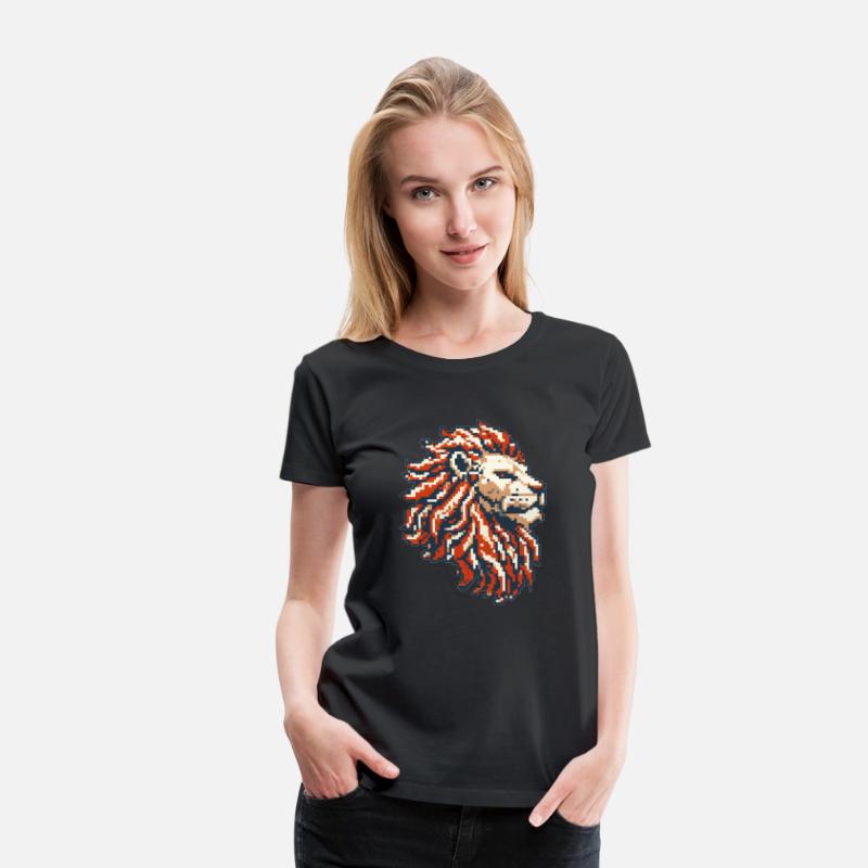 Retro Pixel Art Lion Head Design