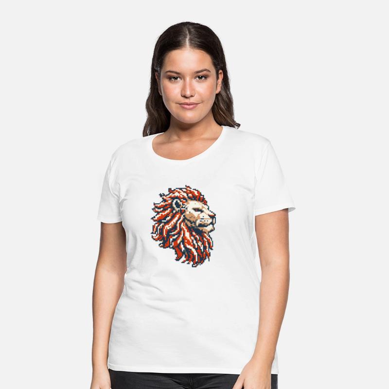 Retro Pixel Art Lion Head Design