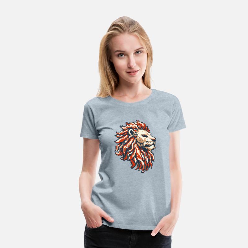 Retro Pixel Art Lion Head Design